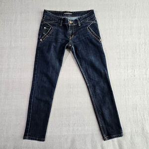 Yoghurt Jeans Women's 16P W32 L28 Dark Wash Blue Tapered Leg Woven Slash Pockets